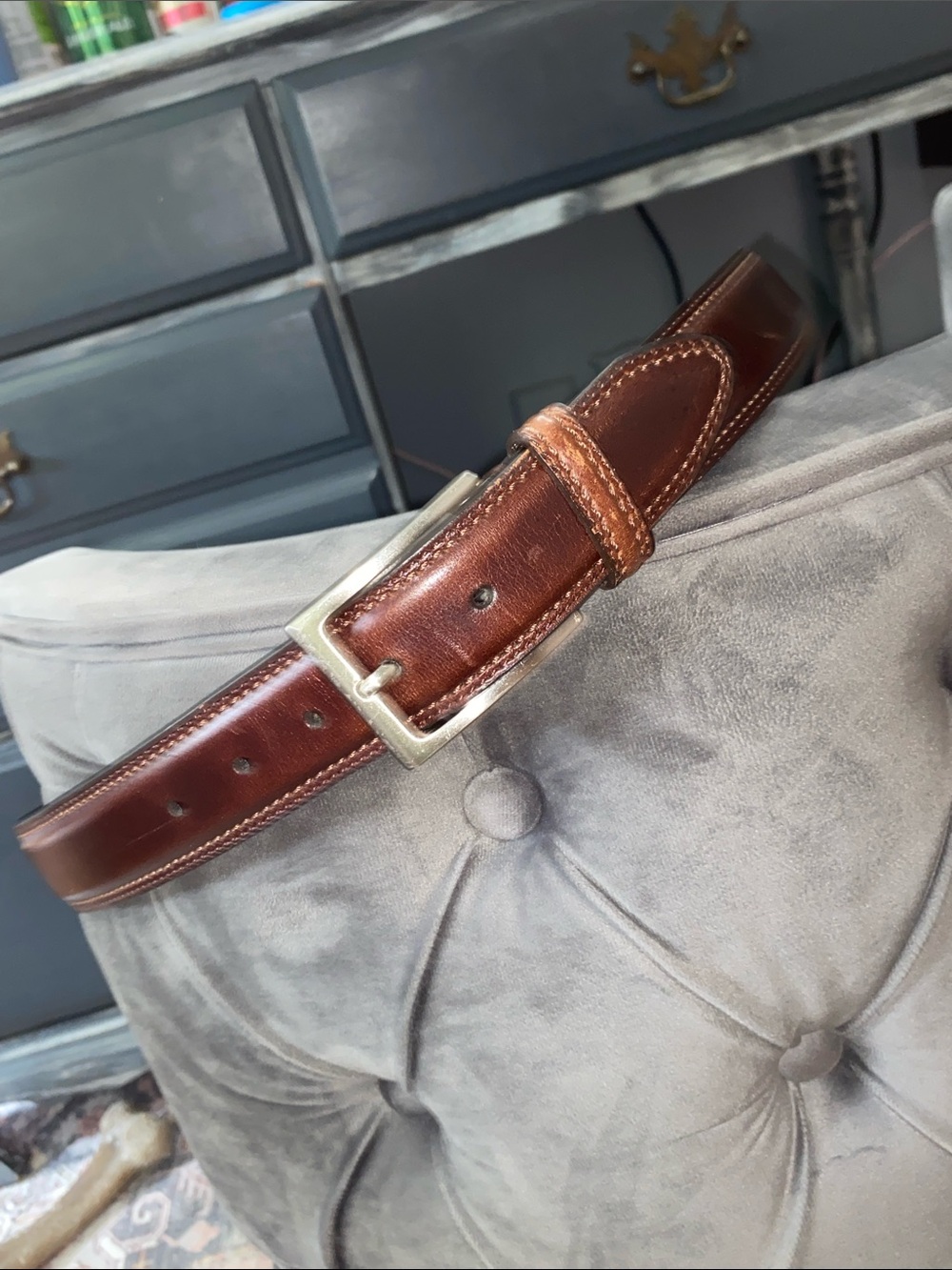 Stafford Men's Brown Genuine Leather Belt Classic Dress Size 40